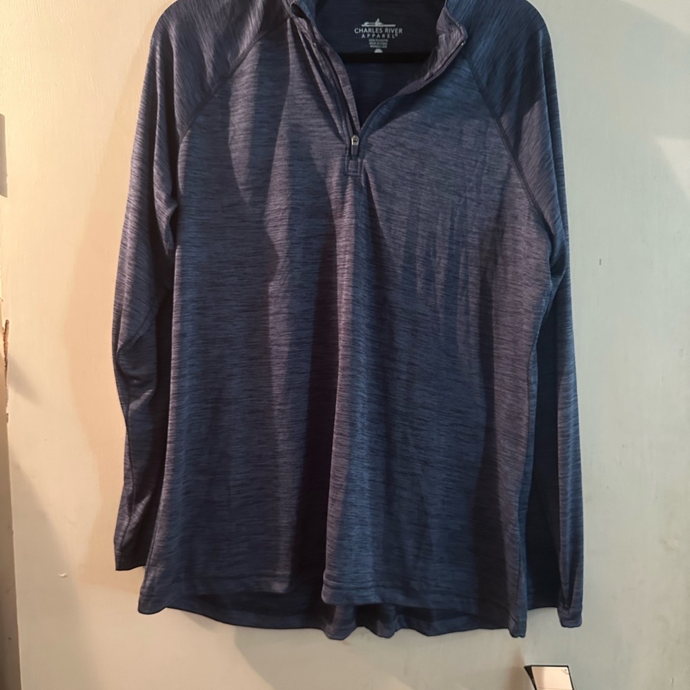 Charles River Apparel Heathered Navy Quarter-Zip Pullover